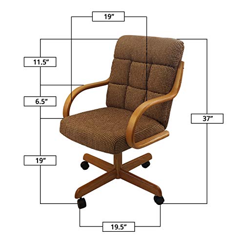 Casual Rolling Caster Dining Chair in Honey Oak Wood