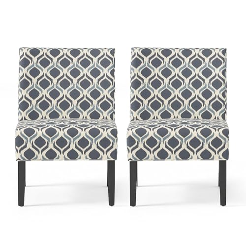 Blue Navy Fabric Accent Chairs - 2-Piece Set