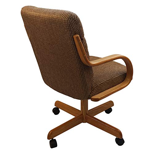 Casual Rolling Caster Dining Chair in Honey Oak Wood