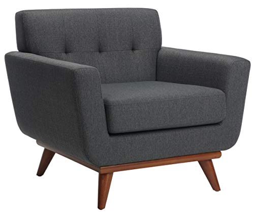 Mid-Century Slate Grey Tufted Arm Chair
