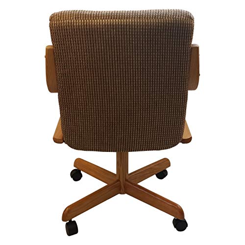 Casual Rolling Caster Dining Chair in Honey Oak Wood