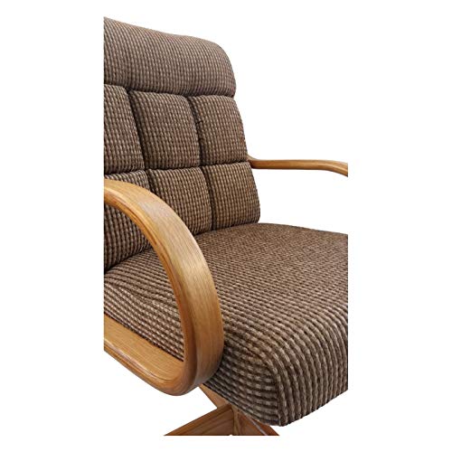 Casual Rolling Caster Dining Chair in Honey Oak Wood