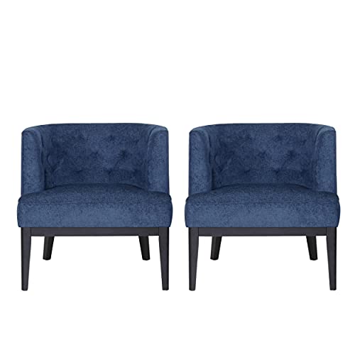 Navy Blue & Dark Brown Clough Accent Chair