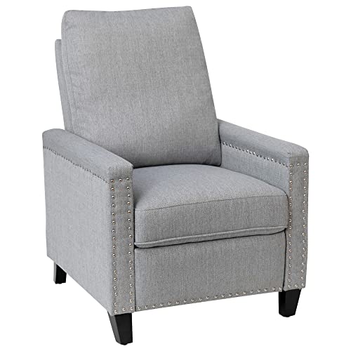 Light Gray Transitional Push Back Recliner Chair