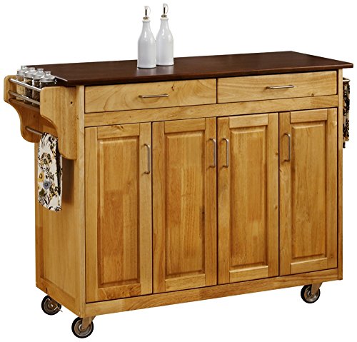 Natural Finish Kitchen Cart with Cherry Top