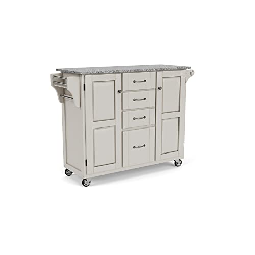 White Kitchen Cart with Granite Top