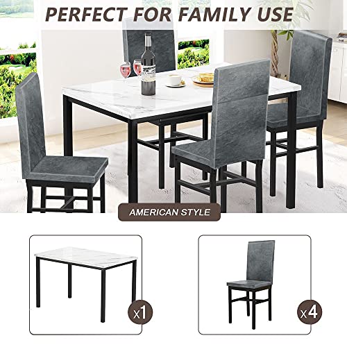 5 Piece Dining Table Set for Kitchen, Grey