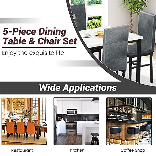 5 Piece Dining Table Set for Kitchen, Grey