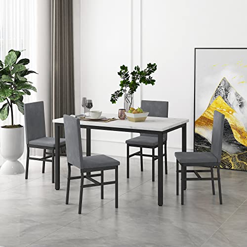 5 Piece Dining Table Set for Kitchen, Grey