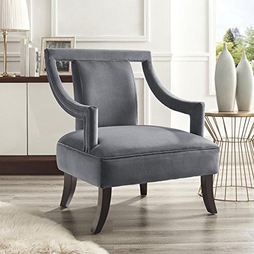 Grey Velvet Swoop Arm Slipper Chair