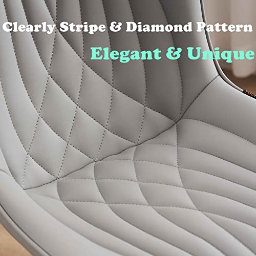 YOUTASTE Grey Dining Chairs Set Faux Leather & Metal