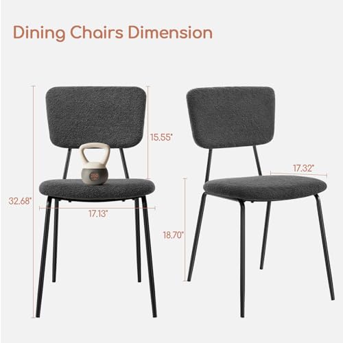 Modern Grey Boucle Dining Chairs Set of 2