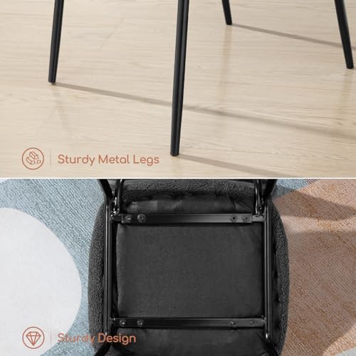 Modern Grey Boucle Dining Chairs Set of 2