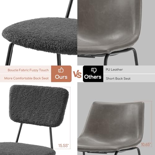 Modern Grey Boucle Dining Chairs Set of 2