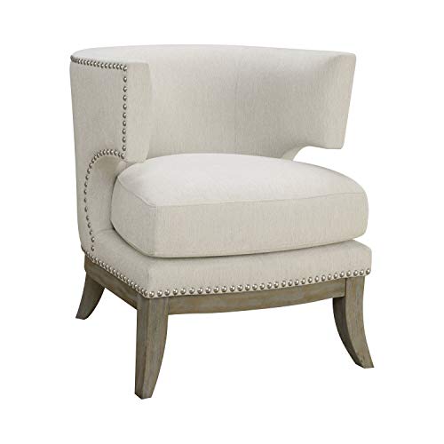 Barrel Back Accent Chair in White and Grey