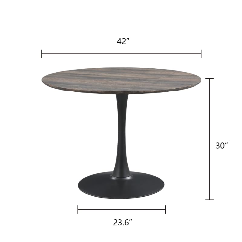 Round Dining Table Set with 2 Chairs - Walnut/Metal