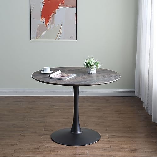 Round Dining Table Set with 2 Chairs - Walnut/Metal