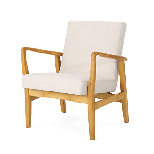 Ivory Mid Century Modern Fabric Arm Chair