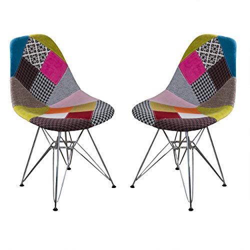 Patchwork Fabric Chair with Chrome Legs