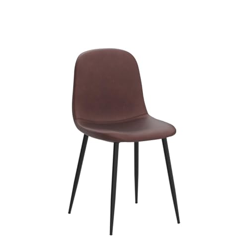 Modern Dark Brown Faux Leather Dining Side Chairs, Set of 4