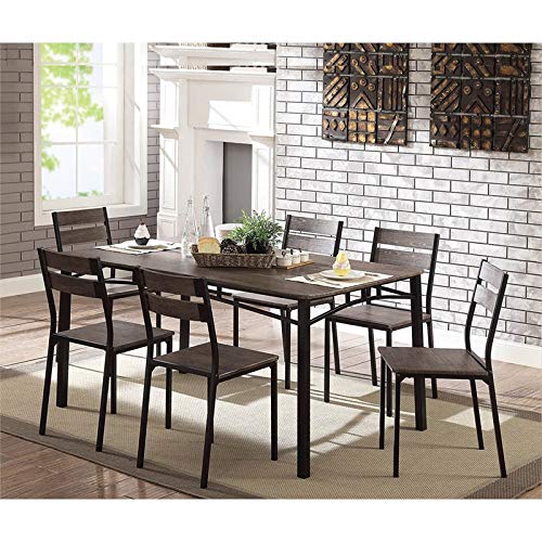 Erma Transitional 7-Piece Wood Dining Set, Antique Brown