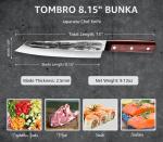 8.15" High Carbon Steel Bunka Sashimi Knife