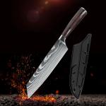 Japanese Damascus Steel Chef Knife Set with Sharpener