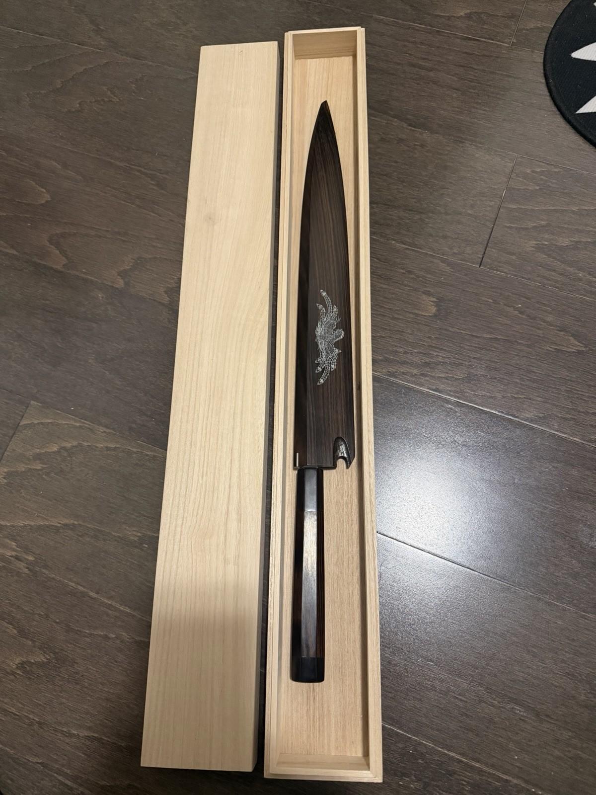 Nenohi 330mm Yanagi Honyaki Knife with Ebony Saya