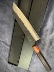 Japanese Kiritsuke Chef Knife 8" 210mm 9Cr18Mov Hammered Real Wood Handle Gift