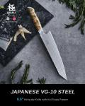 8.5" Kiritsuke Knife with Koi Scale Design