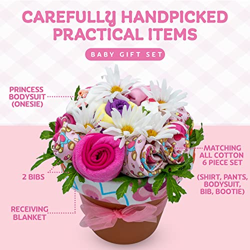 Baby Girl Clothing Bouquet with Teddy Bear Set
