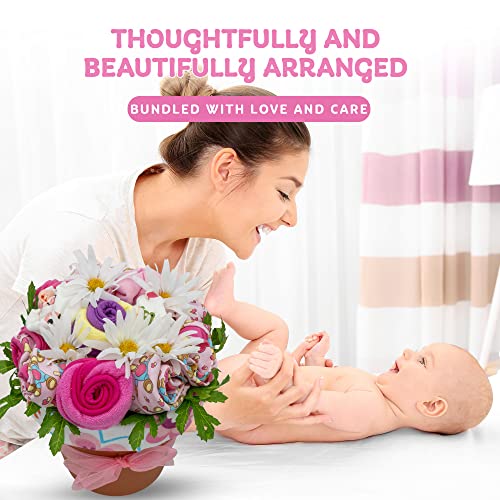 Baby Girl Clothing Bouquet with Teddy Bear Set