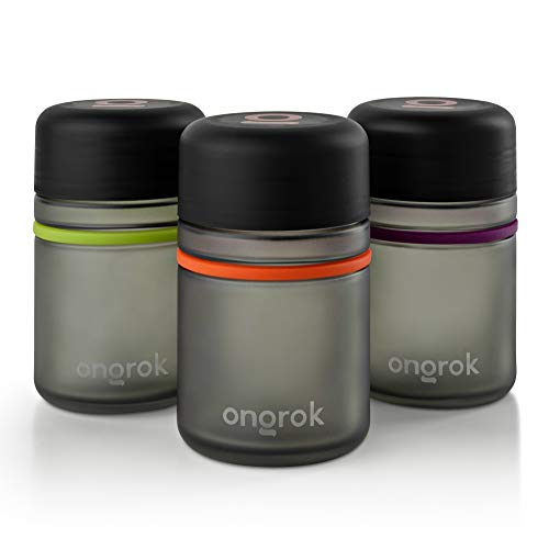 Color-Coded Airtight Glass Herb Containers, 3 Pack