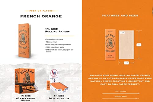 French Orange Zig-Zag Rolling Papers - 24 Booklets