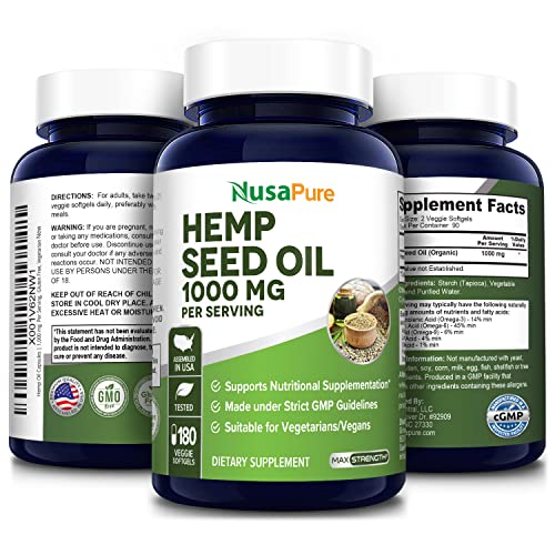 Hemp Oil Capsules | 90,000 mg Per Bottle | 180 Veggie Softgels | Max Potency | Non-GMO, Gluten Free