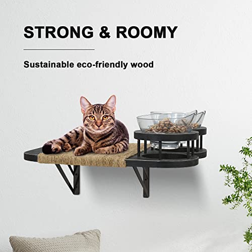 Wall-Mounted Cat Tree with Shelves and Hammock