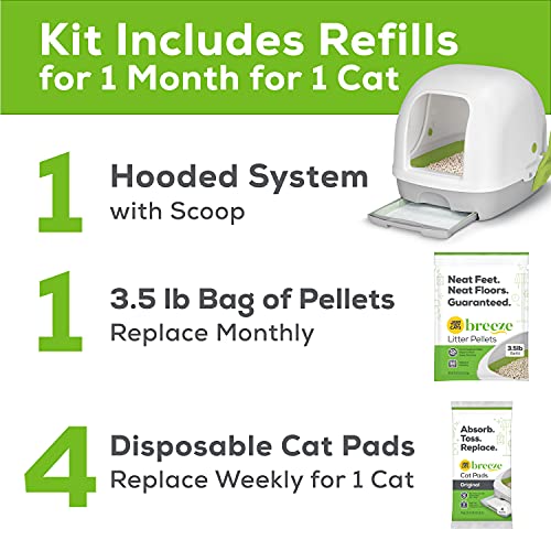 Hooded Cat Litter Box with Pellets & Pads
