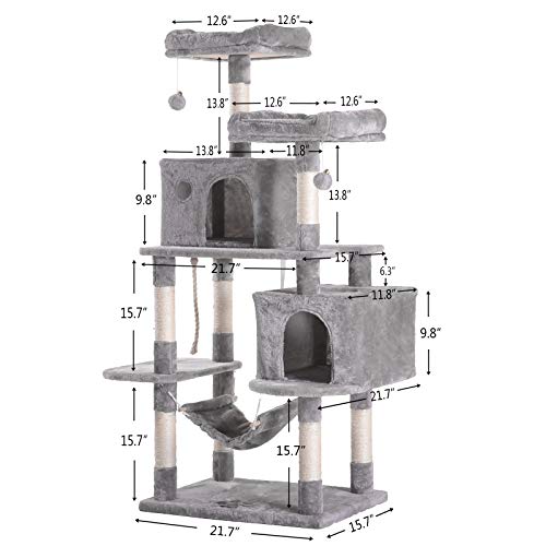Hey-brother Large Multi-Level Cat Condo with Hammock