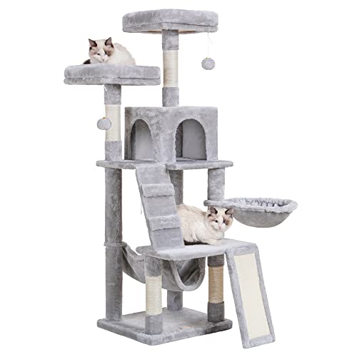 Multi-Level Cat Tower Furniture with Basket & Scratching Board