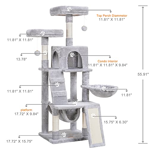 Multi-Level Cat Tower Furniture with Basket & Scratching Board