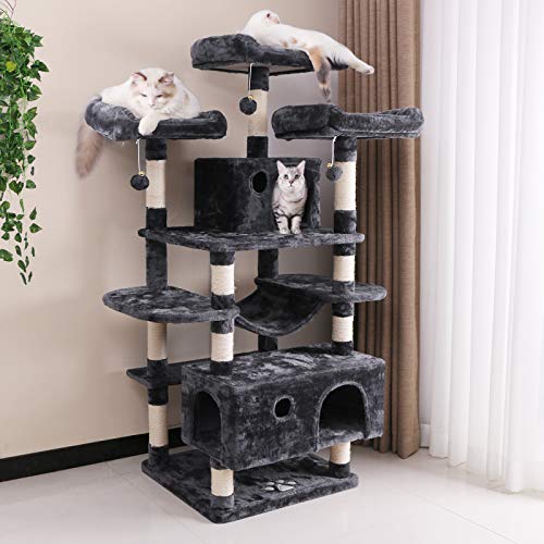 Large Grey Cat Tree Condo Furniture