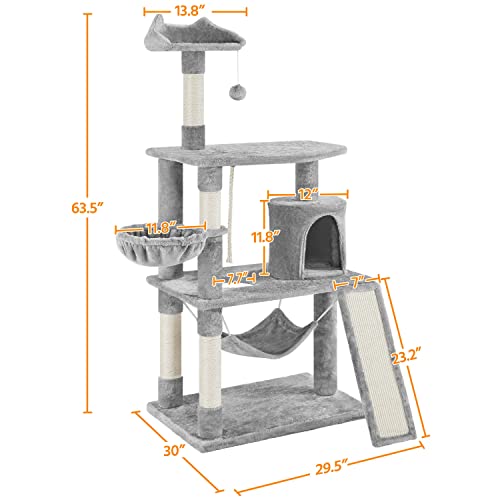Large Adjustable Cat Tree with Scratching Post & Hammock