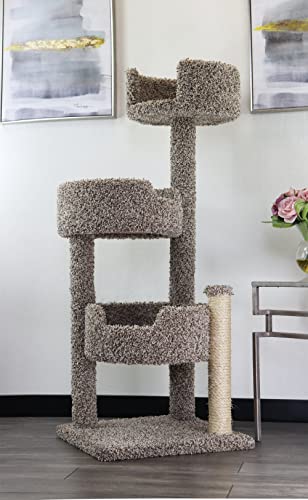Wooden Cat Tree with Carpet Covering