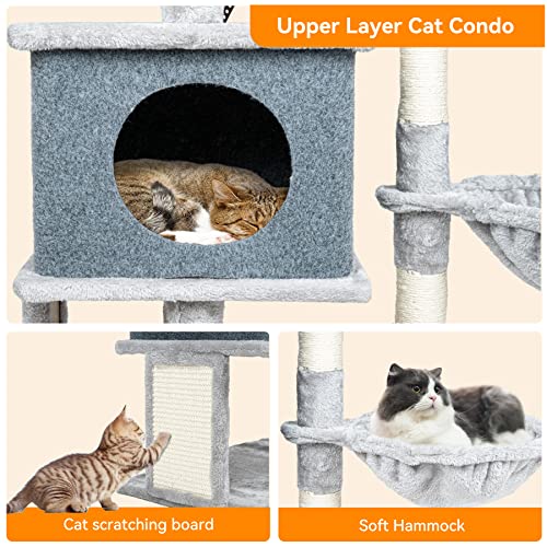 Hawsaiy Cat Tree Tower House Condo Scratching Furniture for Small Medium Cat Kitten with Hammock and Removable Condo 44”