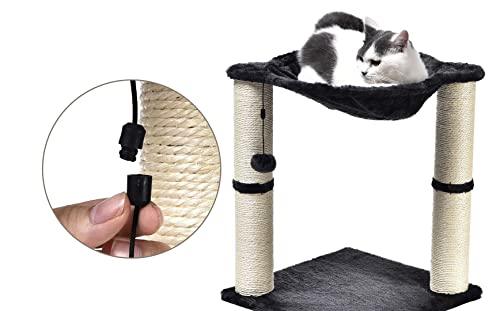 Gray Cat Tower with Hammock and Scratching Posts
