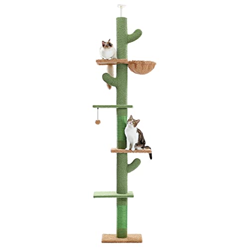 Cactus Cat Tree with Adjustable Height and Cozy Hammock