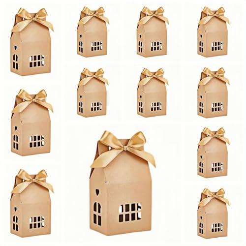 30 Bowknot Kraft Paper House Shaped Real Estate Gift Boxes