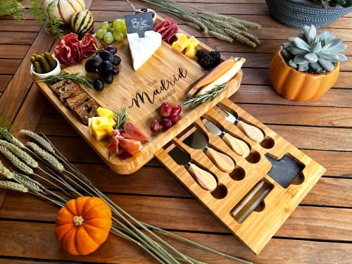 Custom Engraved Bamboo Charcuterie Board Set - Realtor Gift