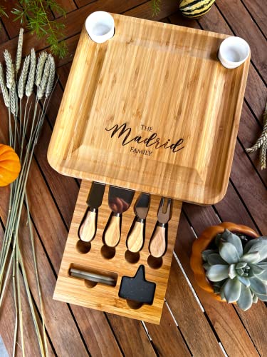 Custom Engraved Bamboo Charcuterie Board Set - Realtor Gift