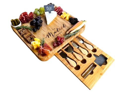 Custom Engraved Bamboo Charcuterie Board Set - Realtor Gift